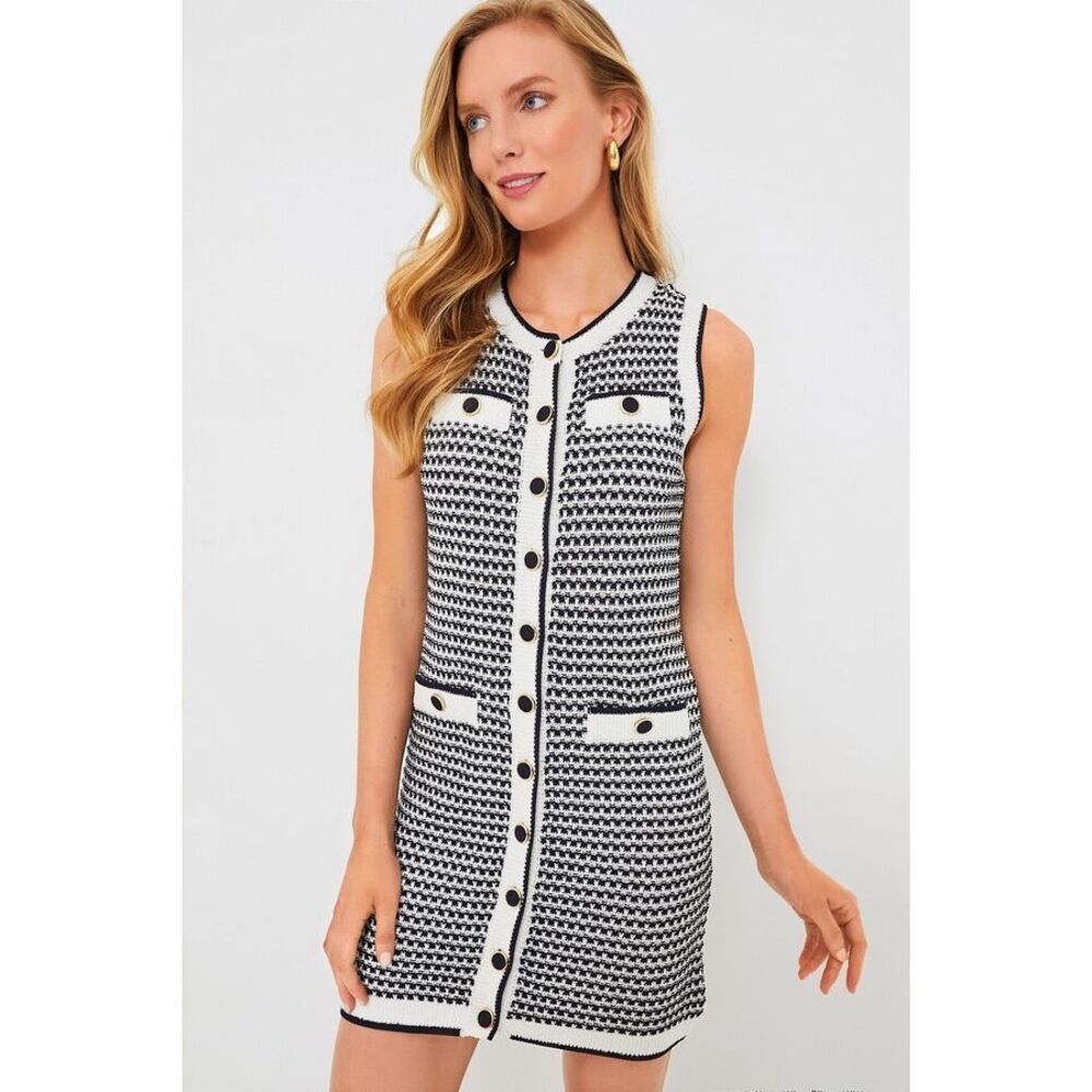 Tuckernuck Black and White Sleeveless Knit Mini Dress